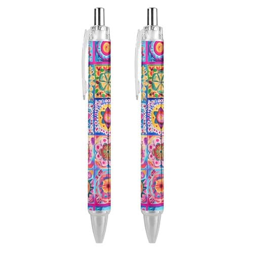 Lrtyuasq Bunte böhmische Blumen, einziehbarer Kugelschreiber, glattes Schreiben, Gelschreiber, 0,5 mm, feine schwarze Tinte, Bürobedarf Lrtyuasq Bunte böhmische Blumen, einziehbarer Kugelschreiber, glattes Schreiben, Gelschreiber, 0,5 mm, feine schwarze Tinte, Bürobedarf von Lrtyuasq
