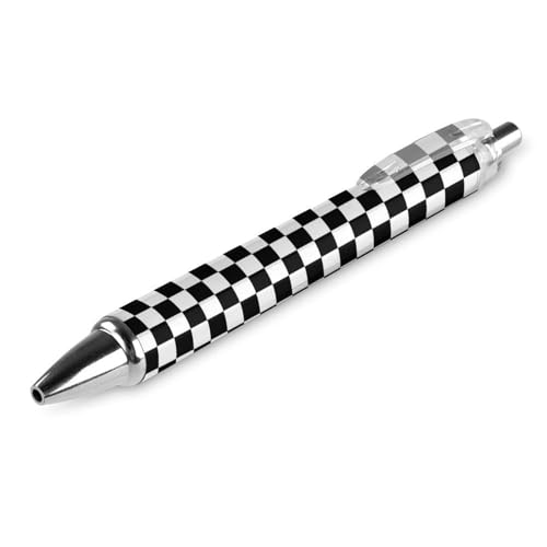 Lrtyuasq Druckkugelschreiber, schwarz-weiß, kariert, lustig, 0,5 mm, Kugelschreiber, Arbeitsstifte, Geschenke für Offizier, Unisex von Lrtyuasq