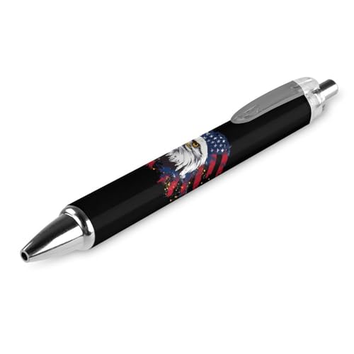 Lrtyuasq Eag-le Kugelschreiber mit US-Flagge, personalisierbar, für Männer und Frauen, einziehbare Stifte, 0,5 mm, blau, lustiger Druck von Lrtyuasq
