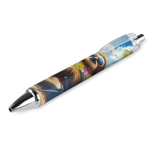 Lrtyuasq Faultier-Kugelschreiber, einziehbar, blaue Tinte, Kugelschreiber, glattes Schreiben, Arbeitsstift von Lrtyuasq