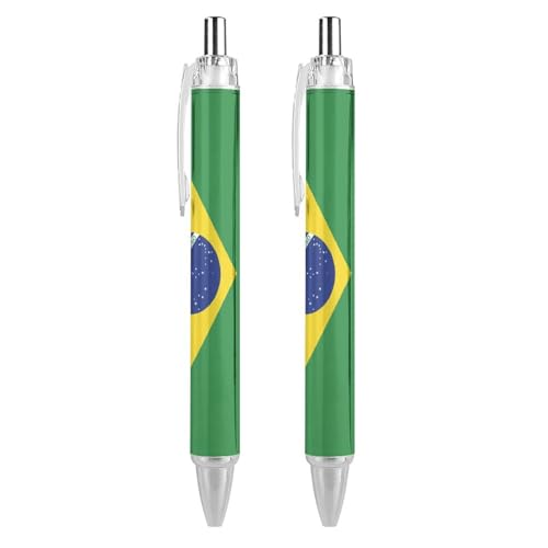 Lrtyuasq Flagge von Brasilien Schwarz Kugelschreiber Klickstifte für geschmeidiges Schreiben, einziehbar Lrtyuasq Flagge von Brasilien Schwarz Kugelschreiber Klickstifte für geschmeidiges Schreiben, einziehbar von Lrtyuasq