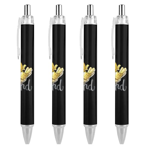 Lrtyuasq Gelber Nymphensittich-Vogel-Roller, schwarzer Kugelschreiber, einziehbarer Journaling-Stift, Arbeitsstifte für Bürobedarf von Lrtyuasq