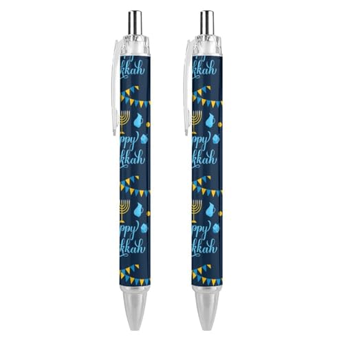 Lrtyuasq Happy Chanukkah Jüdischer Chanukah-Urlaubs-einziehbarer Kugelschreiber, Schreibkugelschreiber, schwarze Tinte, Kugelschreiber, Geschenke für Studenten, Bürobedarf von Lrtyuasq
