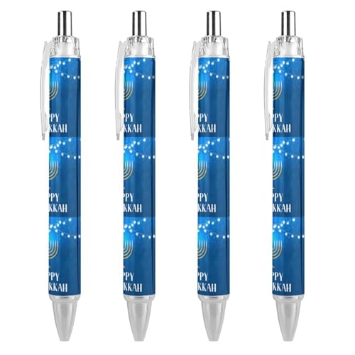 Lrtyuasq Happy Chanukkah Jüdischer Chanukah-Urlaubs-einziehbarer Kugelschreiber, Schreibkugelschreiber, schwarze Tinte, Kugelschreiber, Geschenke für Studenten, Bürobedarf von Lrtyuasq