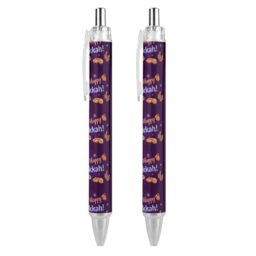Lrtyuasq Happy Chanukkah Jüdischer Chanukah-Urlaubs-einziehbarer Kugelschreiber, Schreibkugelschreiber, schwarze Tinte, Kugelschreiber, Geschenke für Studenten, Bürobedarf von Lrtyuasq