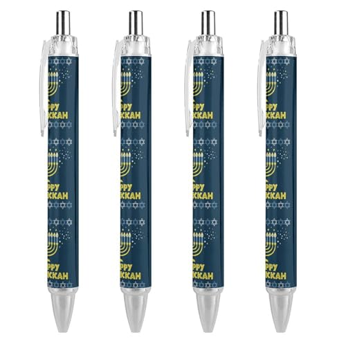 Lrtyuasq Happy Chanukkah Jüdischer Chanukah-Urlaubs-einziehbarer Kugelschreiber, Schreibkugelschreiber, schwarze Tinte, Kugelschreiber, Geschenke für Studenten, Bürobedarf von Lrtyuasq