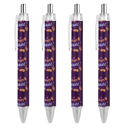 Lrtyuasq Happy Chanukkah Jüdischer Chanukah-Urlaubs-einziehbarer Kugelschreiber, Schreibkugelschreiber, schwarze Tinte, Kugelschreiber, Geschenke für Studenten, Bürobedarf von Lrtyuasq