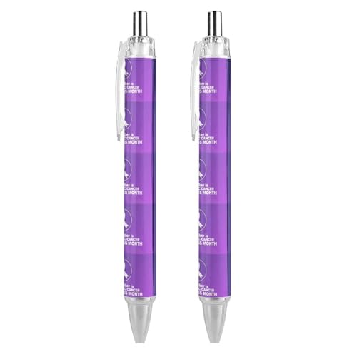 Lrtyuasq I Wear Druckkugelschreiber für Bauchspeicheldrüsenkrebs in Lila für Bauchspeicheldrüsenkrebs, Schreibkugelschreiber, schwarze Tinte, Kugelschreiber, Geschenke für Studenten, Bürobedarf von Lrtyuasq