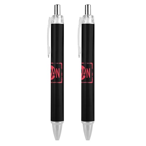 Lrtyuasq Japanische Flaggen-Roller, schwarzer Kugelschreiber, einziehbarer Journaling-Stift, Arbeitsstifte für Bürobedarf von Lrtyuasq