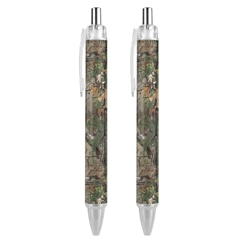 Lrtyuasq Kugelschreiber mit Camouflage-Bäumen, 0,5 mm, schwarze Tinte für Männer und Frauen, Tagebuch-Stifte von Lrtyuasq