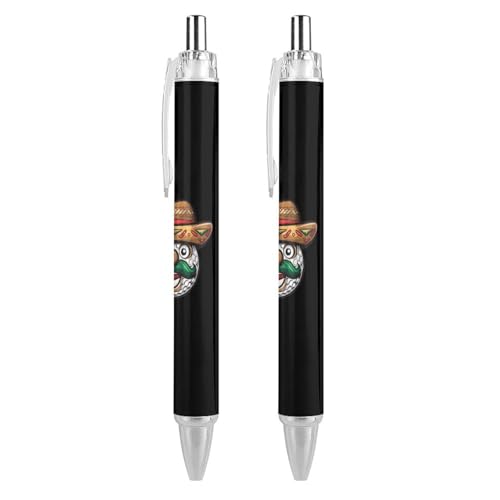 Lrtyuasq Lustige mexikanische Golfball-Kugelschreiber, Schnurrbart, schwarzer Kugelschreiber, einziehbarer Journaling-Stift, Arbeitsstifte für Bürobedarf von Lrtyuasq