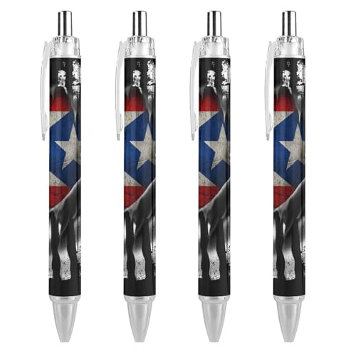 Lrtyuasq Lustiger Druckkugelschreiber mit amerikanischer P.R. Staatsflagge, 0,5 mm, Kugelschreiber, Arbeitsstifte, Geschenke für Offiziere, Unisex von Lrtyuasq