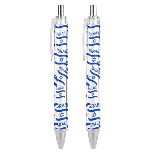 Lrtyuasq Lustiger einziehbarer Kugelschreiber mit Flagge von Israel, 0,5 mm, Arbeitsstifte, Geschenke für Offiziere, Unisex von Lrtyuasq