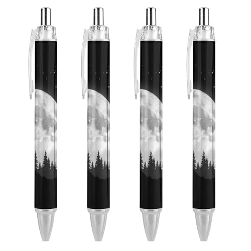 Lrtyuasq Lustiger einziehbarer Kugelschreiber mit Wolfsmond-Muster, 0,5 mm, Kugelschreiber, Arbeitsstifte, Geschenke für Offizier, Unisex von Lrtyuasq