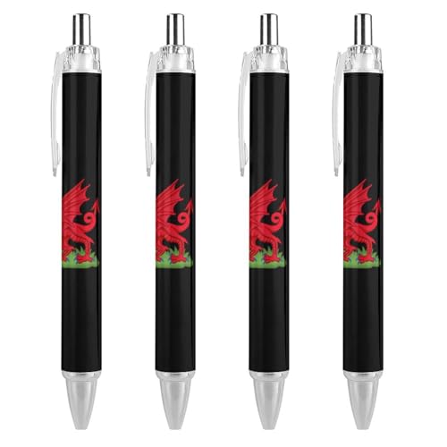 Lrtyuasq Lustiger einziehbarer Kugelschreiber mit walisischer Drachen-Flagge, 0,5 mm, Kugelschreiber, Arbeitsstifte, Geschenke für Offizier, Unisex von Lrtyuasq