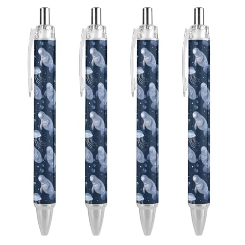 Lrtyuasq Manatee und Quallen Roller Pens Schwarz Kugelschreiber Retractable Journaling Pen Work Pens for Office Supplies von Lrtyuasq