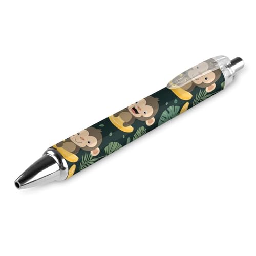 Lrtyuasq Niedlicher Affen- und Bananen-Roller, schwarzer Kugelschreiber, einziehbarer Journaling-Stift, Arbeitsstifte für Bürobedarf von Lrtyuasq