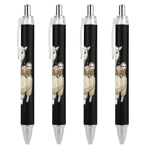 Lrtyuasq Niedlicher Faultier-Kugelschreiber, Alpaka, Lama, einziehbar, 0,5 mm, glattes Schreiben und weicher Griff, für Büro-Schreibtischbedarf von Lrtyuasq