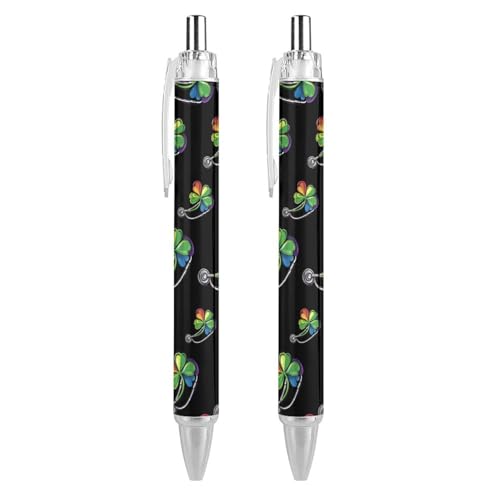 Lrtyuasq NurseSt Day Patricks Kleeblatt-Kugelschreiber, einziehbar, schwarze Tinte, 0,5 mm, glattes Schreiben, Notizen, Zubehör für Büro von Lrtyuasq