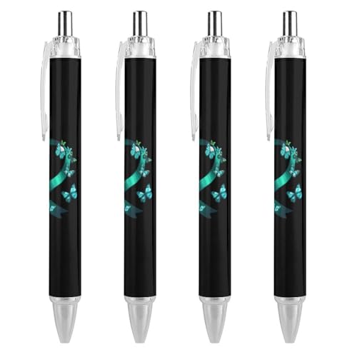 Lrtyuasq Ovarian Cancer Awarenes Butterflies Roller Pens Black Kugelschreiber Retractable Journaling Pen Work Pens for Office Supplies von Lrtyuasq