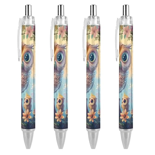 Lrtyuasq Owl Mama Roller Pens Black Kugelschreiber Retractable Journaling Pen Work Pens for Office Supplies von Lrtyuasq