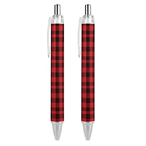 Lrtyuasq Roter und schwarzer Buffalo Plaid Druckkugelschreiber Schreibkugelschreiber schwarze Tinte Kugelschreiber Geschenke für Studenten Büro Schreibwaren von Lrtyuasq