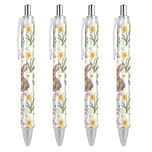 Lrtyuasq Schöne Blumen Bunny Roller Pens Schwarz Kugelschreiber Retractable Journaling Pen Work Pens for Office Supplies von Lrtyuasq
