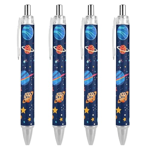 Lrtyuasq Spaceship Astronaut Roller Pens Black Kugelschreiber Retractable Journaling Pen Work Pens for Office Supplies von Lrtyuasq