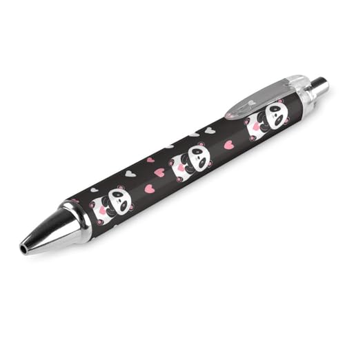 Lrtyuasq Tintenroller mit Panda-Druck, schwarzer Kugelschreiber, einziehbarer Journaling-Stift, Arbeitsstifte für Bürobedarf von Lrtyuasq