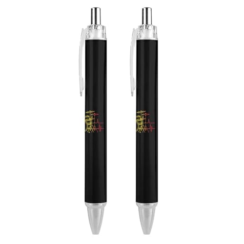 Lrtyuasq Vintage Drum Set Heartbeat Drumming Band Roller Pens Black Kugelschreiber Retractable Journaling Pen Work Pens for Office Supplies von Lrtyuasq