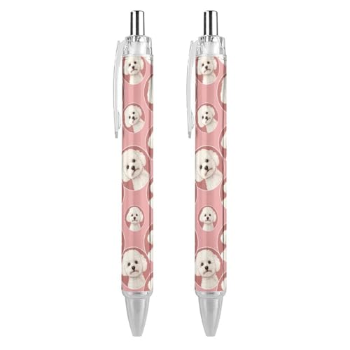 Lrtyuasq Weißer Bichon Frisé-Kugelschreiber, 0,5 mm Roller, schwarze Tinte für Männer und Frauen, Tagebuch-Stifte von Lrtyuasq
