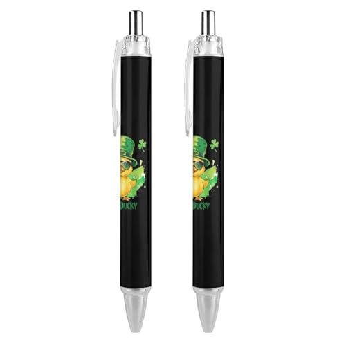 Lucky Ducky mit Brille Vierblättriges Kleeblatt-Roller, schwarzer Kugelschreiber, einziehbarer Journaling-Stift, Arbeitsstifte für Bürobedarf von Lrtyuasq