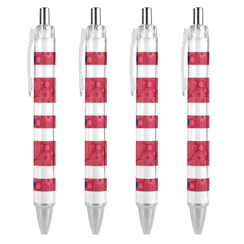 PR Kugelschreiber mit Staatsflagge, Paisleymuster, einziehbar, rund, feine Spitze, 0,5 mm, Schwarz PR Kugelschreiber mit Staatsflagge, Paisleymuster, einziehbar, rund, feine Spitze, 0,5 mm, Schwarz von Lrtyuasq