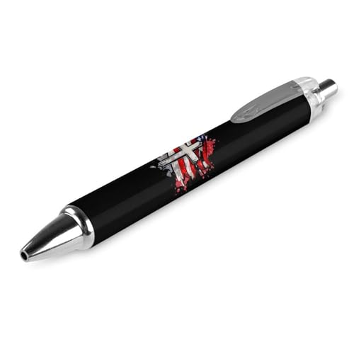 Tintenroller mit USA-Flagge, amerikanisches Kreuz, schwarzer Kugelschreiber, einziehbarer Journaling-Stift für Bürobedarf von Lrtyuasq