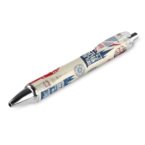 Vintage England London Big Ben Red Blue Crown Druckkugelschreiber Blaue Tinte Kugelschreiber für Büro Zuhause von Lrtyuasq