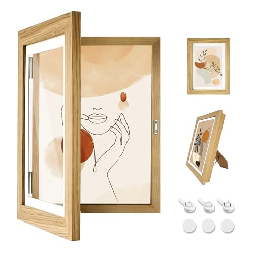 Lrxinki Kinder Kunstrahmen Frontöffnung Befüllbar Bilderrahmen zum öffnen, 25 x 34 cm für Kunstwerke ideal Deko Kinderzeichnungen, Kunstprojekte, Schule, Zuhause oder Büro (Holz) von Lrxinki