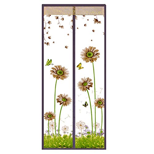Lsgepavilion Türvorhang mit Blumen- und Schmetterlings-Design, für Fenster, Anti-Moskitos, Käfern, Netzstoff, 90 x 210 cm, Kaffeebraun von Lsgepavilion