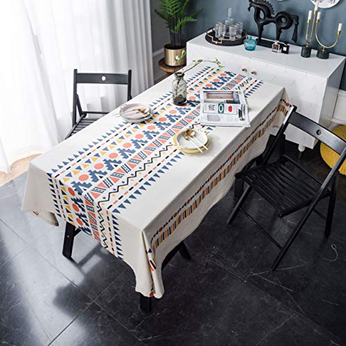 Lsimeru Boho Style Tischdecke 100x140 Abwaschbar Aztekenmuster Tischtuch Draußen Gartentisch Afrikanisches Tafeltuch Staubdicht Küchentisch Eechteckig Abdeckung für Esstisch von Lsimeru
