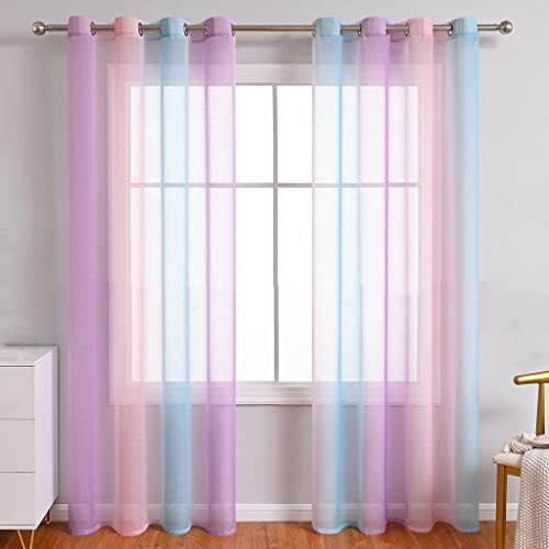 Lsimeru Gardine Farbverlauf Transparent Lila Rosa Blau Kinderzimmer Mädchen Jungen 2er Pack Regenbogen Sheer Vorhänge Durchsichtig Ösenvorhang Kindervorhänge Babyzimmer,140x240 Lsimeru Gardine Farbverlauf Transparent Lila Rosa Blau Kinderzimmer Mädchen Jungen 2er Pack Regenbogen Sheer Vorhänge Durchsichtig Ösenvorhang Kindervorhänge Babyzimmer,140x240 von Lsimeru