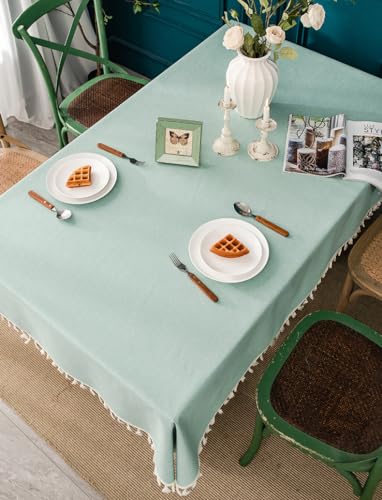 Lsimeru Mint Tischdecke 140x100 Abwaschbar Leinenoptik Einfarbig Elegant Tischtuch Draußen Garten Tafeltuch Geeignet für Home Küche Dekoration von Lsimeru