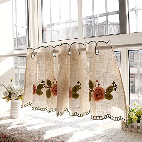 Lsimeru Scheibengardine Vintage Shabby Chic Kurz Stickerei Rose Muster Halbtransparent Landhaus Küchenvorhänge Fenster Kurzstore Baumwolle Romantisch Rustikal Kurzgardinen 1 Stück,195x42cm Lsimeru Scheibengardine Vintage Shabby Chic Kurz Stickerei Rose Muster Halbtransparent Landhaus Küchenvorhänge Fenster Kurzstore Baumwolle Romantisch Rustikal Kurzgardinen 1 Stück,195x42cm von Lsimeru