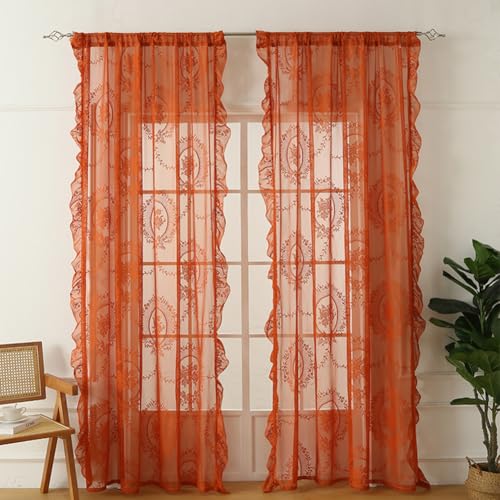 Lsimeru Transparent Vorhang Ösen Landhausstil Barock Rosemuster Orange 2 Stück Spitzengardinen Gardinen Durchlässig Spitzenvorhang Ösenvorhang für Schlafzimmer Wohnzimmer,140x200 Lsimeru Transparent Vorhang Ösen Landhausstil Barock Rosemuster Orange 2 Stück Spitzengardinen Gardinen Durchlässig Spitzenvorhang Ösenvorhang für Schlafzimmer Wohnzimmer,140x200 von Lsimeru
