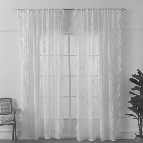 Lsimeru Transparent Vorhang Ösen Landhausstil Barock Rosemuster Weiß 2 Stück Spitzengardinen Gardinen Durchlässig Spitzenvorhang Ösenvorhang für Schlafzimmer Wohnzimmer,140x260 Lsimeru Transparent Vorhang Ösen Landhausstil Barock Rosemuster Weiß 2 Stück Spitzengardinen Gardinen Durchlässig Spitzenvorhang Ösenvorhang für Schlafzimmer Wohnzimmer,140x260 von Lsimeru