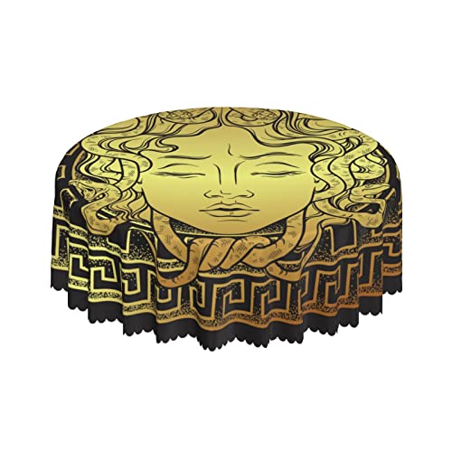 Goldene runde Tischdecke mit Medusa-Gorgonenkopf, 152,4 cm, Bedruckt, waschbar, für Esszimmer, Party, Urlaub, Herbst, Zuhause, dekorativ Goldene runde Tischdecke mit Medusa-Gorgonenkopf, 152,4 cm, Bedruckt, waschbar, für Esszimmer, Party, Urlaub, Herbst, Zuhause, dekorativ von Lsjuee