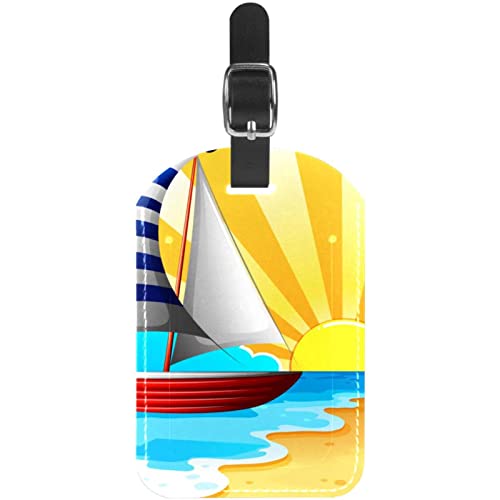 Reisetaschen-Etiketten aus PU-Leder, Segel- und Strandkoffer-Etiketten, personalisiertes Design Reisetaschen-Etiketten aus PU-Leder, Segel- und Strandkoffer-Etiketten, personalisiertes Design von Lsjuee