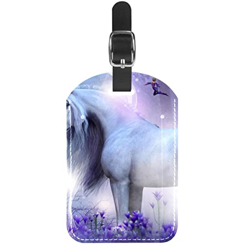 Reisetaschen-Etiketten aus PU-Leder, modernes Einhorn, Feen, magische Funkeln, Pferdekoffer-Etiketten, personalisiertes Design von Lsjuee