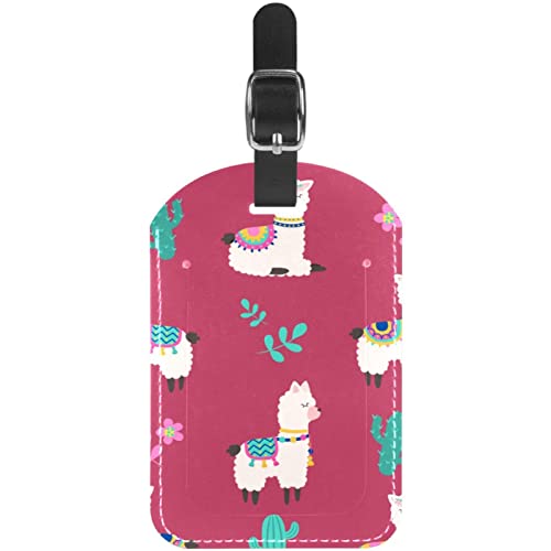 Reisetaschen-Etiketten aus PU-Leder, rosa, Alpaka mit Kaktus-Kofferanhängern, personalisiertes Design Reisetaschen-Etiketten aus PU-Leder, rosa, Alpaka mit Kaktus-Kofferanhängern, personalisiertes Design von Lsjuee