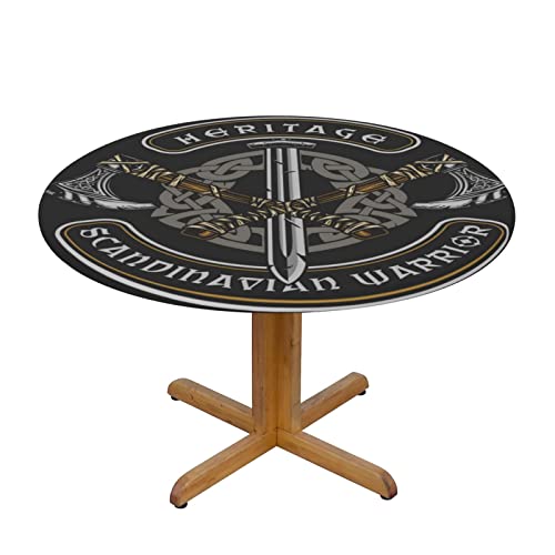 Runde, passgenaue Tischdecke, 114,3–127 cm, elastische Kante, Tischdecke für Küche, Esszimmer, Party, Heimdekoration – Wikinger-Symbol, Axt, Schwarz Runde, passgenaue Tischdecke, 114,3–127 cm, elastische Kante, Tischdecke für Küche, Esszimmer, Party, Heimdekoration – Wikinger-Symbol, Axt, Schwarz von Lsjuee
