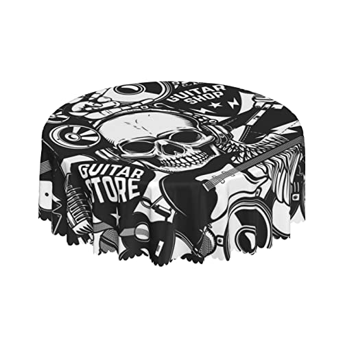 Runde Tischdecke mit Totenkopf-Rock-Roll-Musik, 152,4 cm, Bedruckt, waschbar, für Esszimmer, Party, Urlaub, Herbst, Zuhause, dekorativ Runde Tischdecke mit Totenkopf-Rock-Roll-Musik, 152,4 cm, Bedruckt, waschbar, für Esszimmer, Party, Urlaub, Herbst, Zuhause, dekorativ von Lsjuee