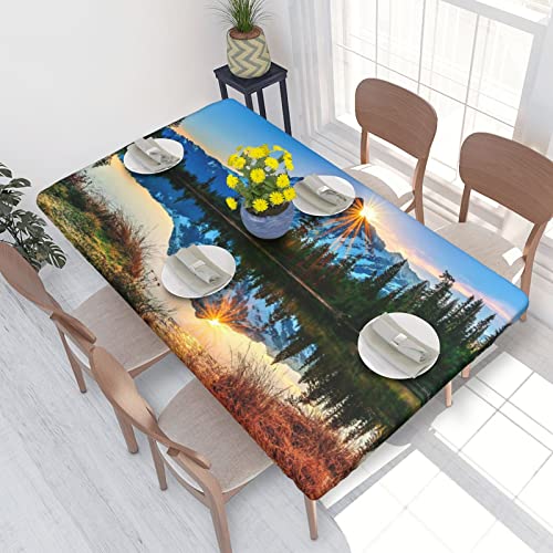 Tischdecke Elastische Passkante Mountain Sunrise Tischdecke Rechteckige Tischdecke Waschbar Wiederverwendbar für Küche Esszimmer Picknick Party Passender Tisch 4ft / 48 X 30 Zoll Tischdecke Elastische Passkante Mountain Sunrise Tischdecke Rechteckige Tischdecke Waschbar Wiederverwendbar für Küche Esszimmer Picknick Party Passender Tisch 4ft / 48 X 30 Zoll von Lsjuee